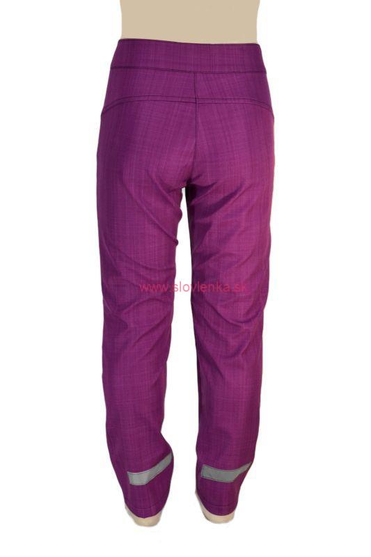 Detské nohavice bambusový softshell - na cvok - ostružina/mandalové trojúhelníky, veľ.122-134