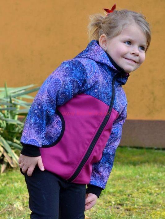 Softshellová bunda - zimná - fuchsie/mordoružová obloha, veľ. 122-134