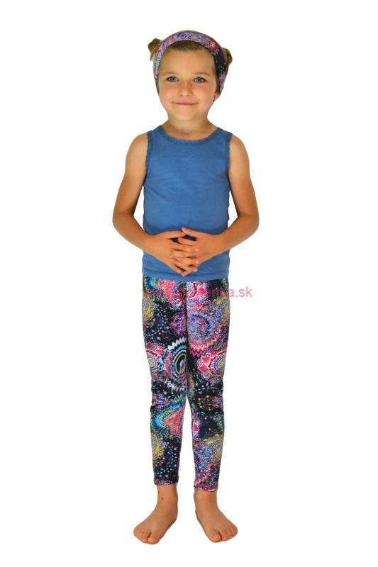 Detské leginy mandaly na čiernej